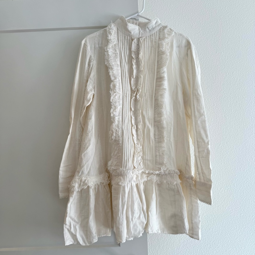 H&M Cream Ruffled Dress